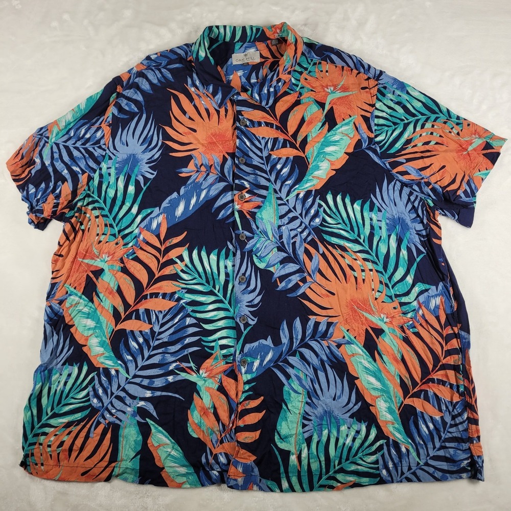 Oak Hill Short Sleeve Button Up Shirt Men's 4XL Multicolor Hawaiian Floral